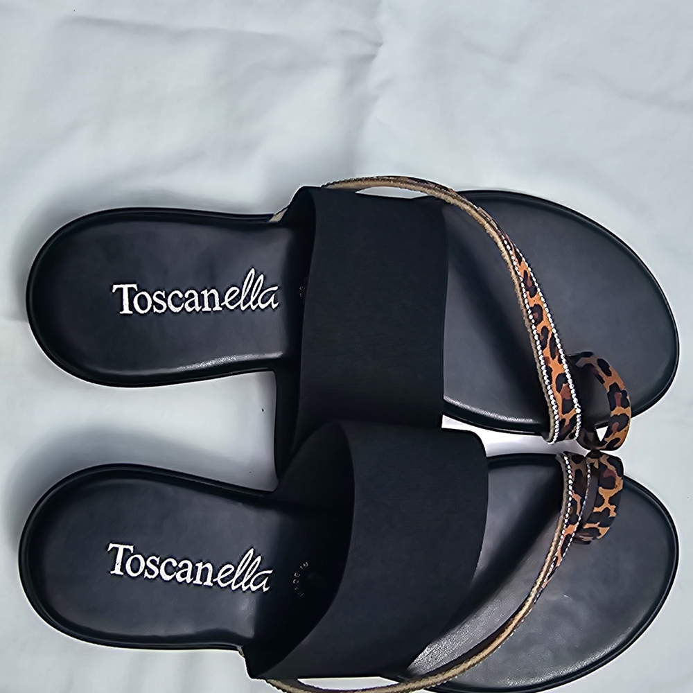 Toscanella Black and Brown Women's Sandals